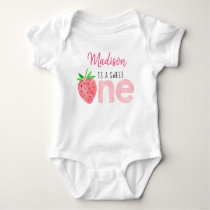 Strawberry Berry Sweet First Birthday Baby Bodysuit