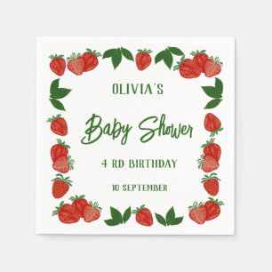 Strawberry Berry Sweet Fruit Fresh Baby Shower Napkins