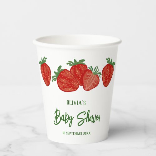 Strawberry Berry Sweet Fruit Fresh Heart Baby  Paper Cups