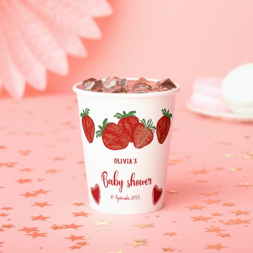 Strawberry Berry Sweet Fruit Fresh Heart Baby Show Paper Cups