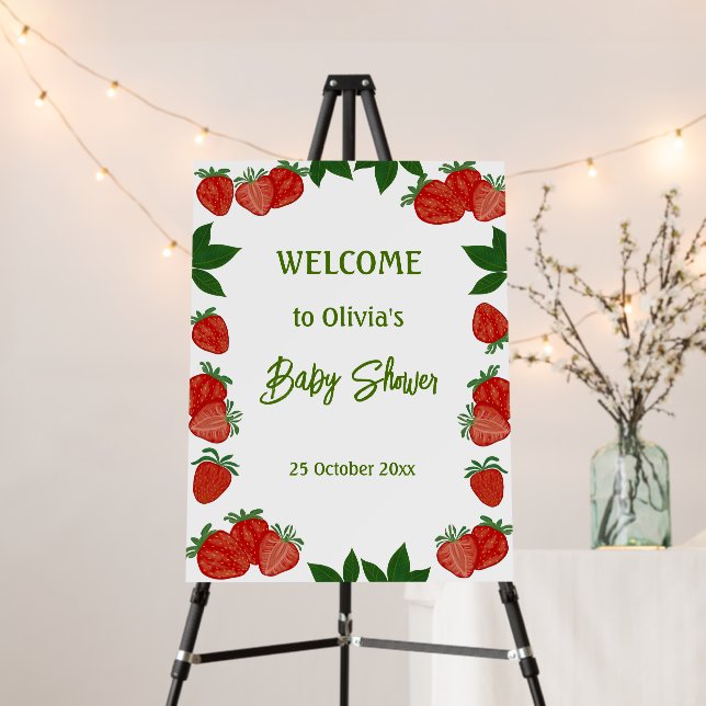 Strawberry Berry Sweet Fruit Fresh Heart Welcome  Foam Board (In Situ (Stand))