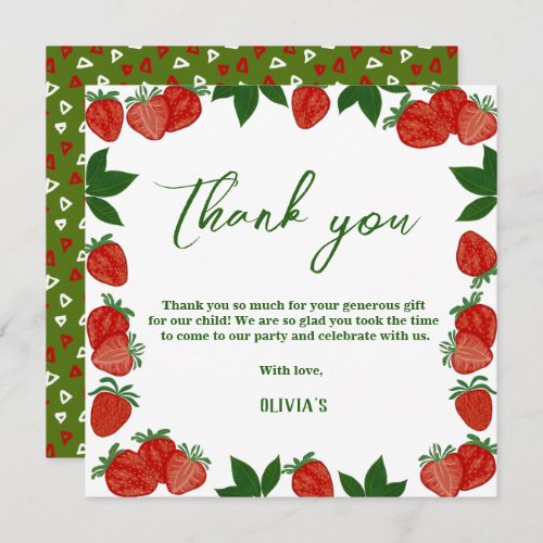 Strawberry Berry Sweet Fruit Fresh Thank you card