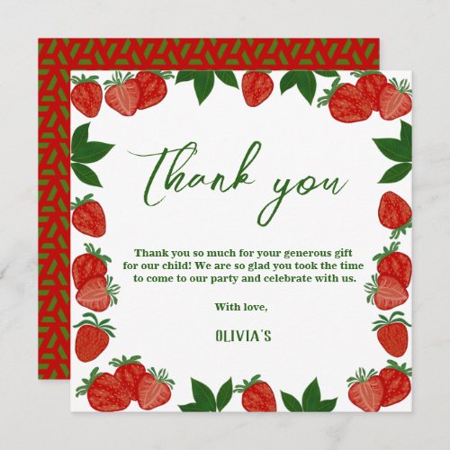Strawberry Berry Sweet Fruit Fresh Thank you card