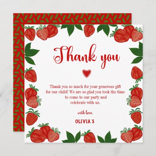 Strawberry Berry Sweet Fruit Fresh Thank you card