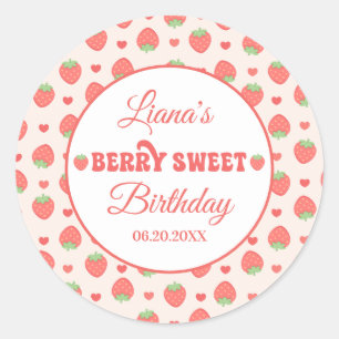 Strawberry Berry Sweet Girl Birthday Party Classic Round Sticker