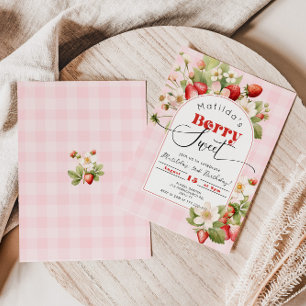 Strawberry Berry Sweet girl birthday party Invitation