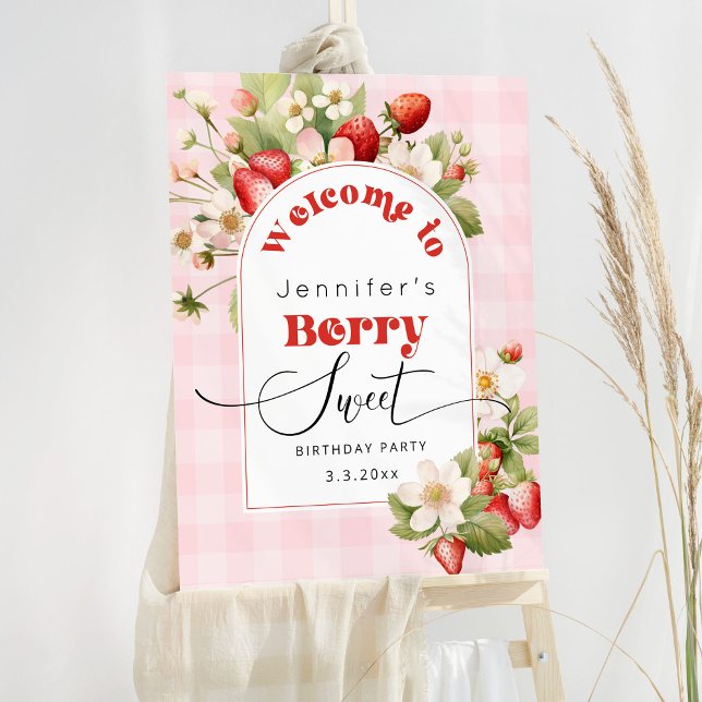 Strawberry berry sweet girl birthday welcome foam board (Creator Uploaded)