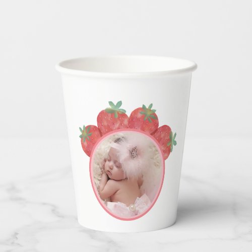 Strawberry Berry Sweet Girl Birthday with photo Paper Cups