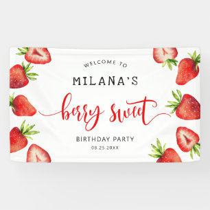 Strawberry Berry Sweet Girls Birthday Party Banner