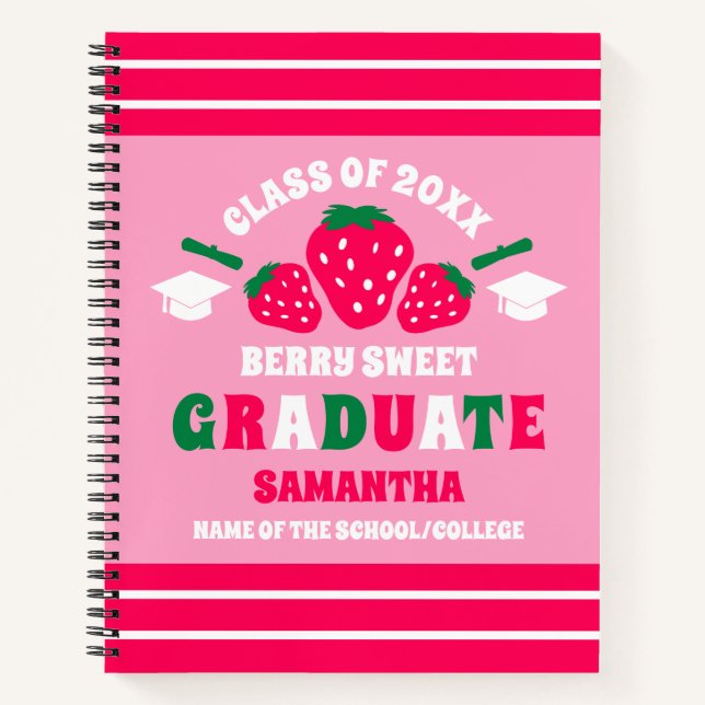 Strawberry Berry Sweet Graduation Notebook (Front)
