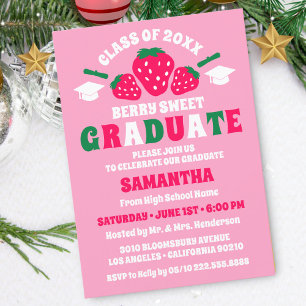 Strawberry Berry Sweet Graduation Party Invitation