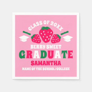 Strawberry Berry Sweet Graduation Party Napkins
