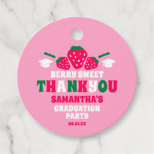 Strawberry Berry Sweet Graduation Party Thank You Favor Tags