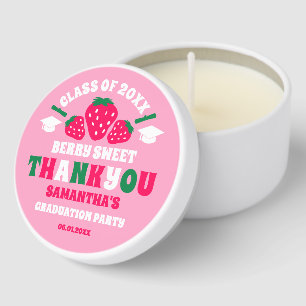 Strawberry Berry Sweet Graduation Party Thank You Mini Candle Favors