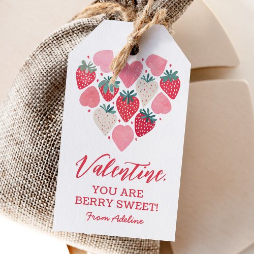 Strawberry Berry Sweet Kids Valentines Day Gift Tags