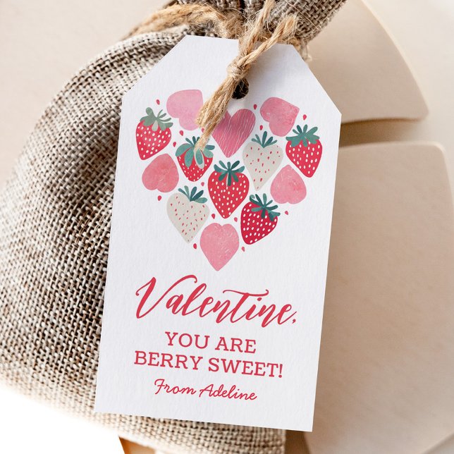 Strawberry Berry Sweet Kids Valentines Day Gift Tags (Creator Uploaded)