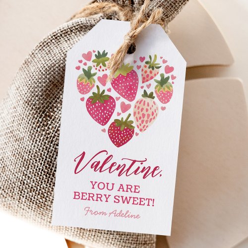 Strawberry Berry Sweet Kids Valentines Day Gift Tags