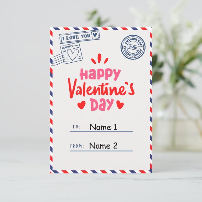 Strawberry Berry Sweet Kids Valentines Day Note Card (Standing Front)