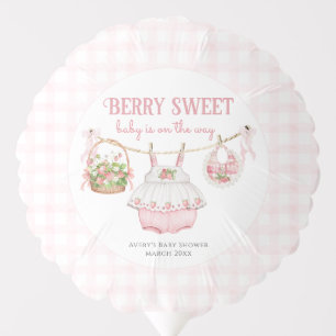 Strawberry Berry Sweet Modern Baby Girl Shower Balloon
