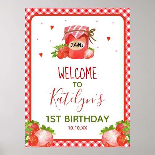 Strawberry Berry Sweet Party Welcome Sign
