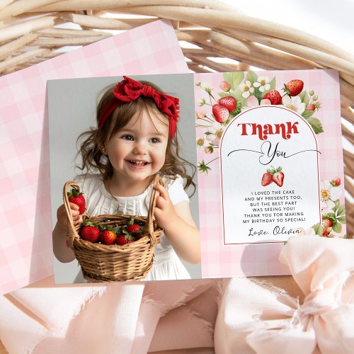Strawberry berry sweet photo thank you card