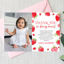 Strawberry Berry Sweet Picture Birthday Party Thank You Card