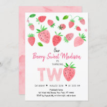 Strawberry Berry Sweet Second Birthday Invitation