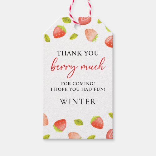 Strawberry Berry Sweet Thank You Berry Much Favor Gift Tags