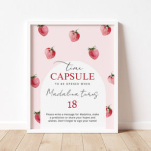 Strawberry berry sweet time capsule birthday poster