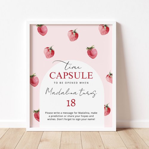 Strawberry berry sweet time capsule birthday poster