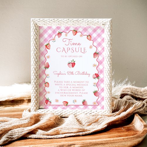 Strawberry Berry Sweet Wavy Time Capsule Birthday Poster