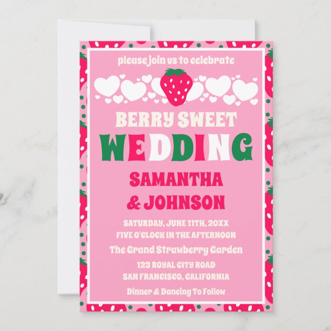 Strawberry Berry Sweet Wedding Invitation (Front)