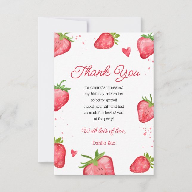Strawberry Berry Thank You Card (Front)
