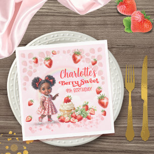 Strawberry Birthday, Afro Baby Berry Birthday Napkins