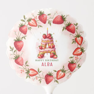 Strawberry Birthday Balloon Letter A Cake
