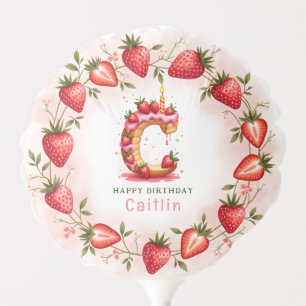 Strawberry Birthday Balloon Letter C Cake