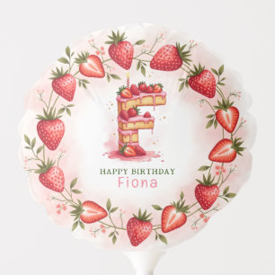 Strawberry Birthday Balloon Letter F Cake