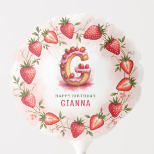 Strawberry Birthday Balloon Letter G Cake