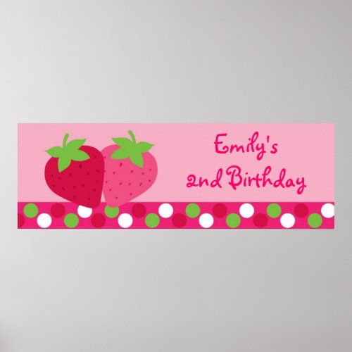 Strawberry Birthday Banner Poster