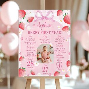 Strawberry Birthday Berry First Photo Milestone Poster