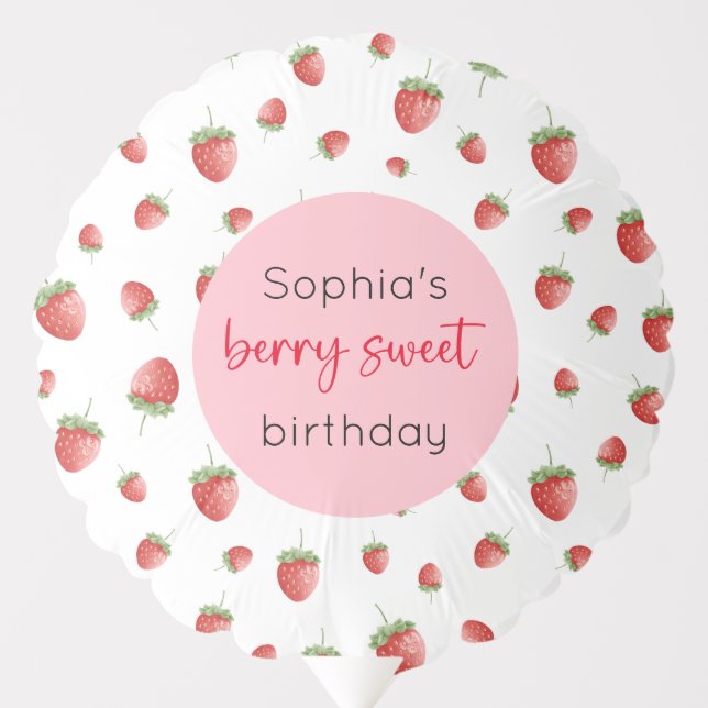 Strawberry Birthday Berry Sweet Balloon (Front)