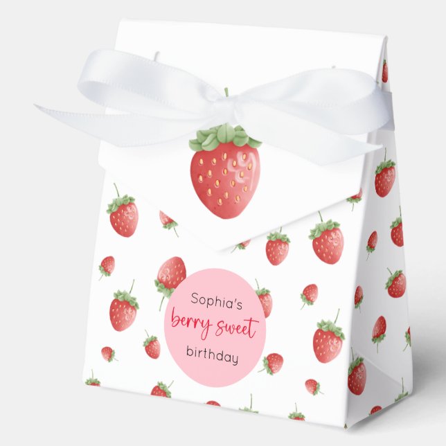 Strawberry Birthday Berry Sweet Favor Boxes (Front)