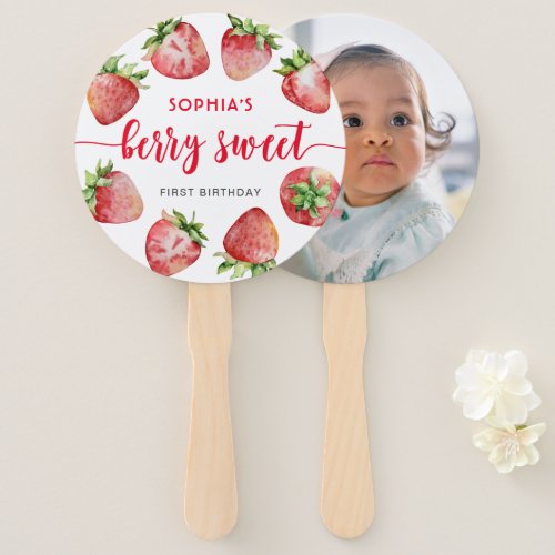 Strawberry Birthday Berry Sweet Photo Hand Fan