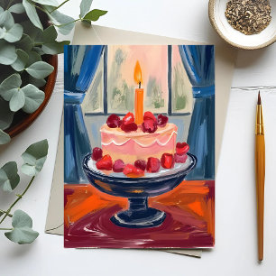 Strawberry Birthday Cake Holiday Postcard
