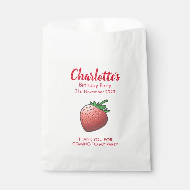 Strawberry Birthday Favor Bag (Front)