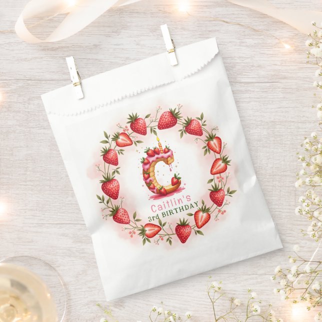 Strawberry Birthday Favor Bag Letter C Cake (Clipped)