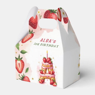 Strawberry Birthday Favor Box Letter A Cake