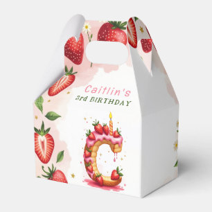 Strawberry Birthday Favor Box Letter C Cake
