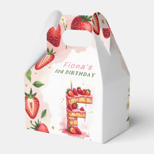 Strawberry Birthday Favor Box Letter F Cake