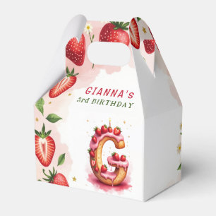 Strawberry Birthday Favor Box Letter G Cake